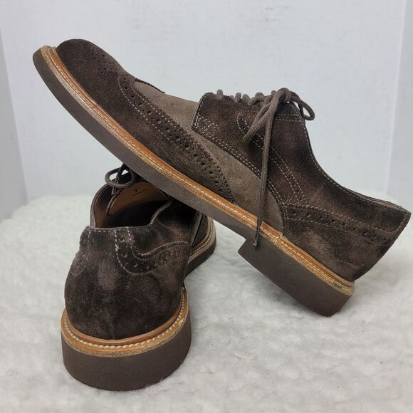 Tod's Men's Size 7 Brown Suede Wingtip Shoes Vibram Soles - Picture 6 of 12